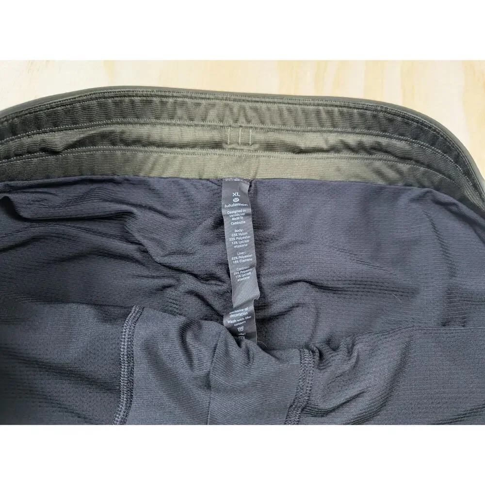 Lululemon Men's XL Pace Breaker Lined Short Green Camo Athletic Gym Zip Pocket